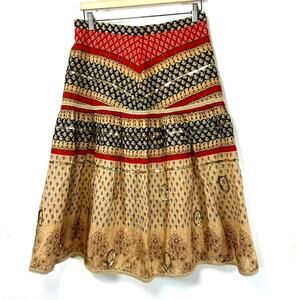 WD-NY‎ linen blend indian sequin Vintage 90s skirt
